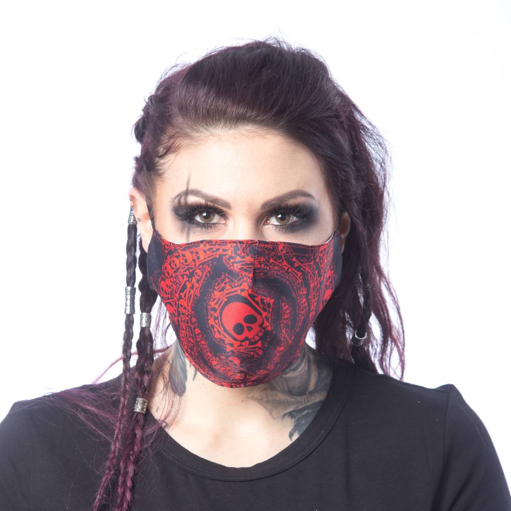 Vixxsin - SKELETON ROSE Masque - Masque buccal - Noir/Rouge